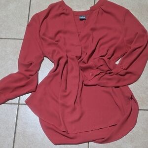 New York & Company Elegant Red Blouse